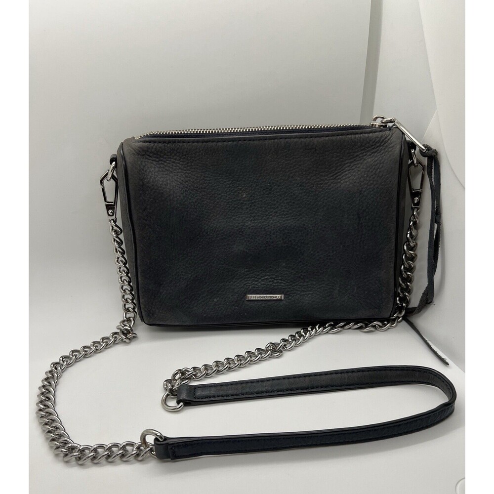 Rebecca Minkoff Avery Black Suede Crossbody Chain Link Strap Bag